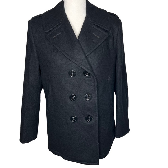 DSCP Quarterdeck Black Wool Navy Pea Coat Overcoat Size 14R US Enlisted Military - Picture 16 of 16